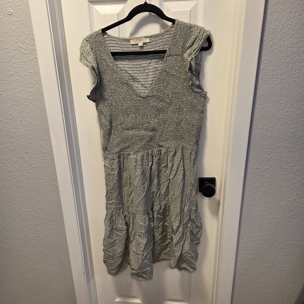 LOFT Gray Patterned Dress - image 1